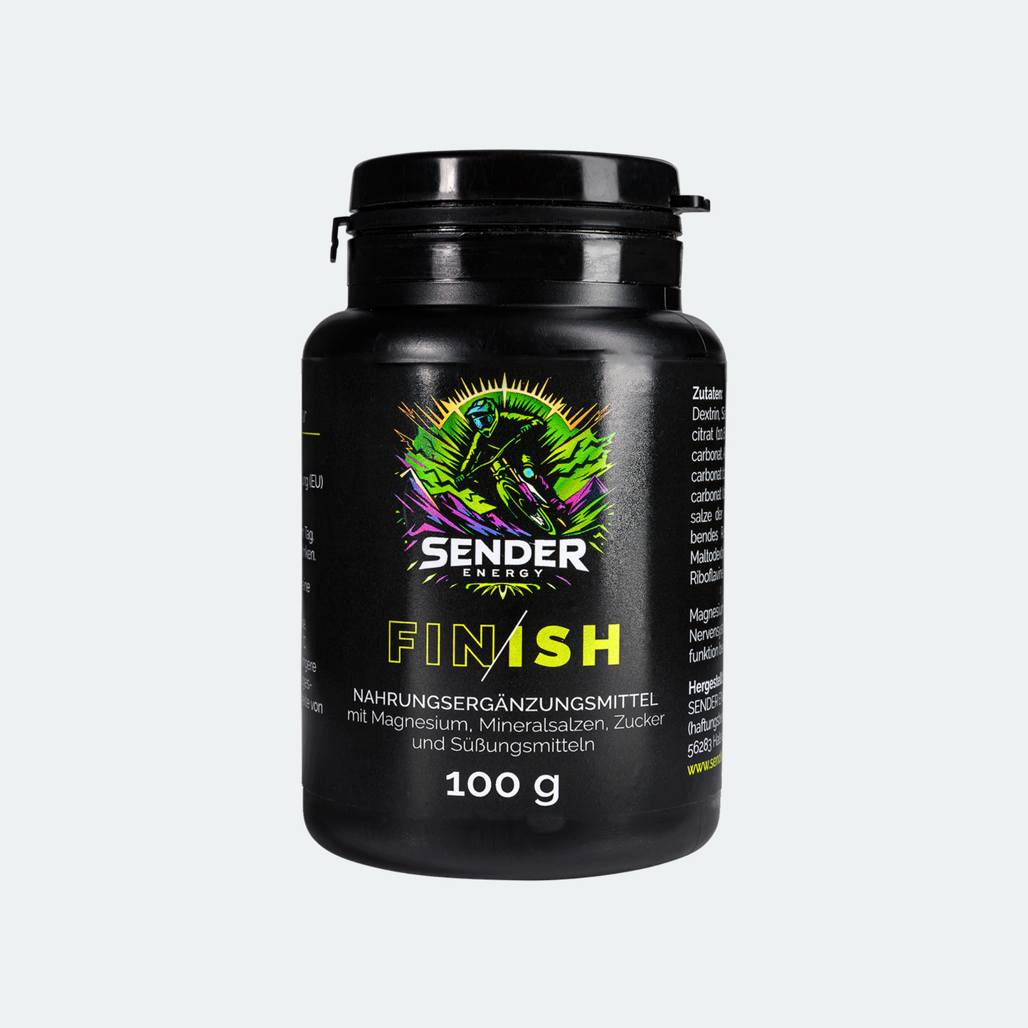 SENDER ENERGY FINISH: Recovery-Drink mit Magnesium und Mineralsalzen. Ideal für Regeneration nach Downhill und Mountainbike