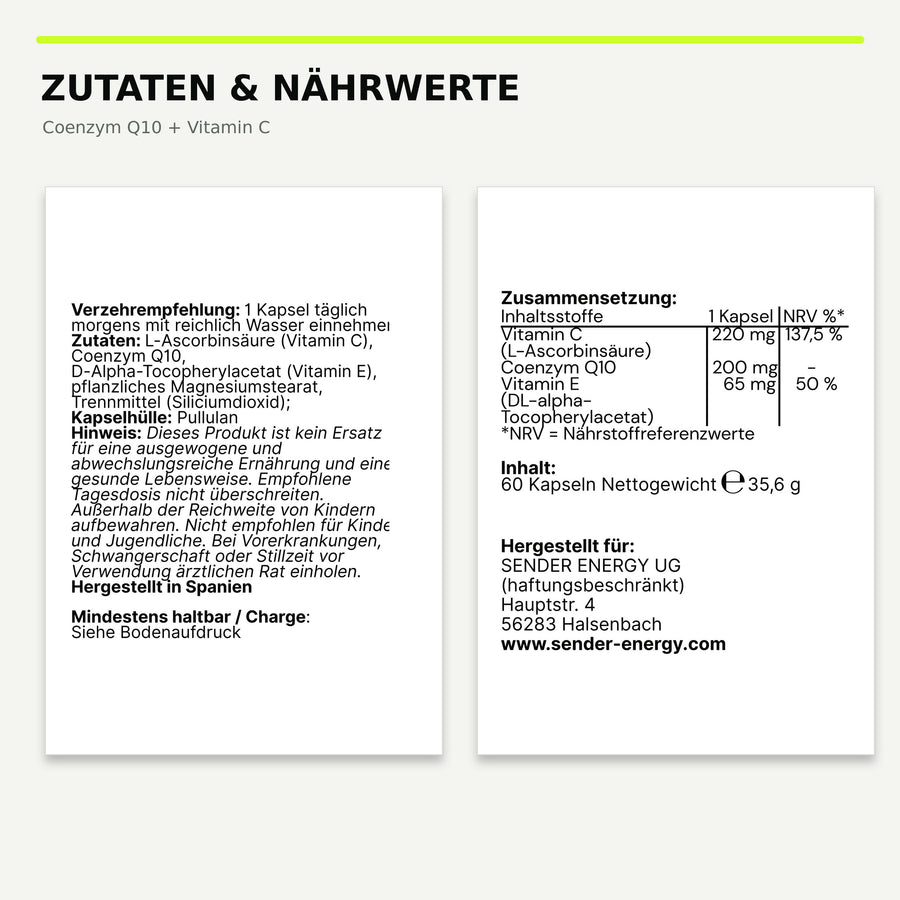 Coenzym Q10 + Vitamin C – Energy & Cellular Performance Support