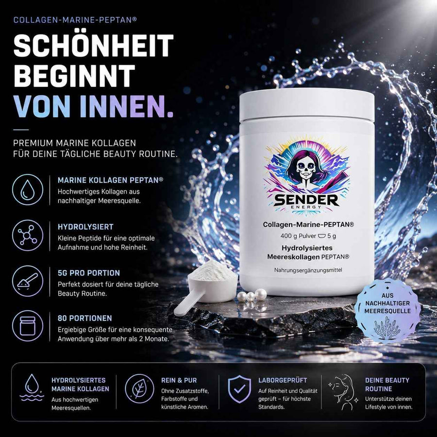 Marine Kollagen PEPTAN® 400g für optimale Haut- und Gelenkgesundheit - SENDER ENERGY