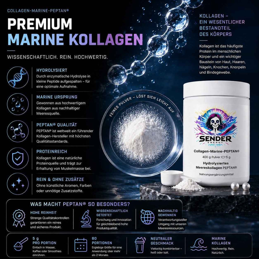 Marine Kollagen PEPTAN® 400g für optimale Haut- und Gelenkgesundheit - SENDER ENERGY