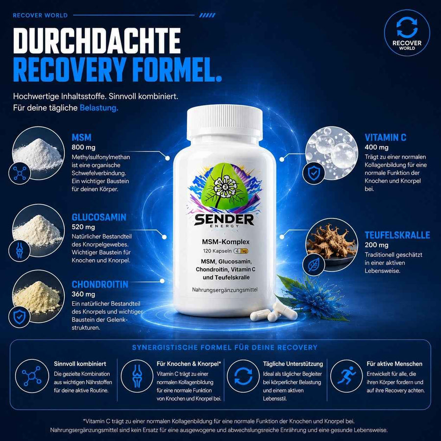 MSM-Komplex Nahrungsergänzung für optimale Gesundheit und Wohlbefinden - SENDER ENERGY