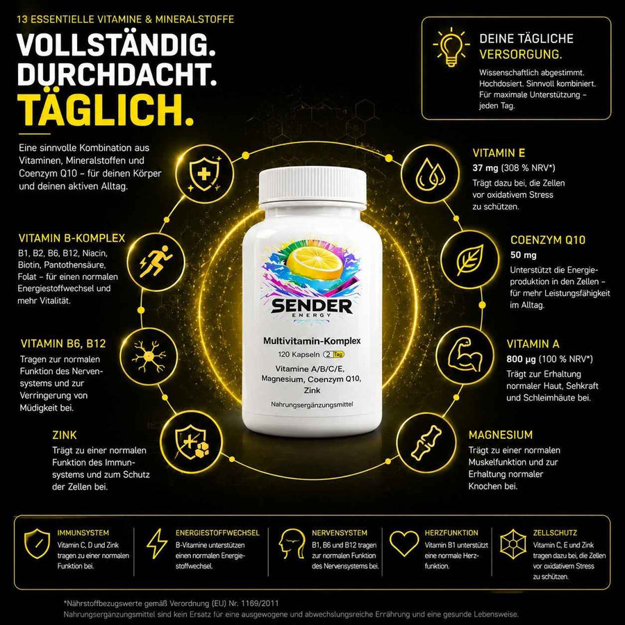 Multivitamin-Komplex als hochwertiges Multivitaminpräparat für Ihre Gesundheit - SENDER ENERGY