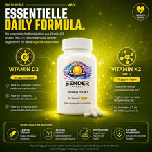 Vitamin D3 K2 MK7 Kapseln für optimale Gesundheit und Immunsystem Unterstützung - SENDER ENERGY