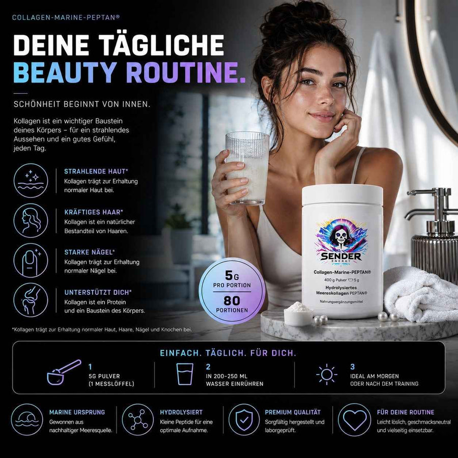Marine Kollagen PEPTAN® 400g für optimale Haut- und Gelenkgesundheit - SENDER ENERGY
