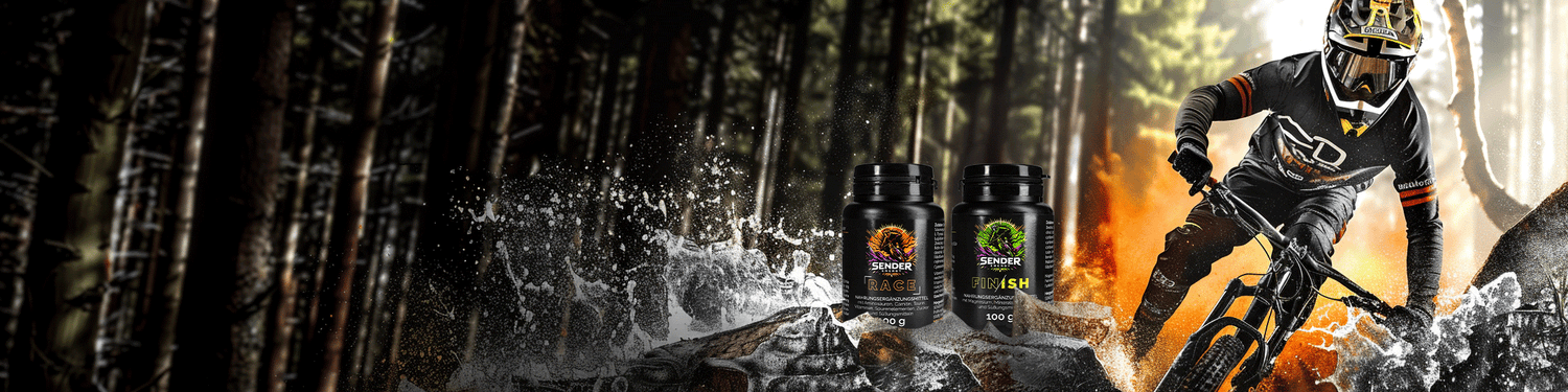 SENDER ENERGY RACE und FINISH Energy Drinks: Koffeinfreie Performance- und Recovery-Drinks für Downhill-Abenteuer und nachhaltige Regeneration