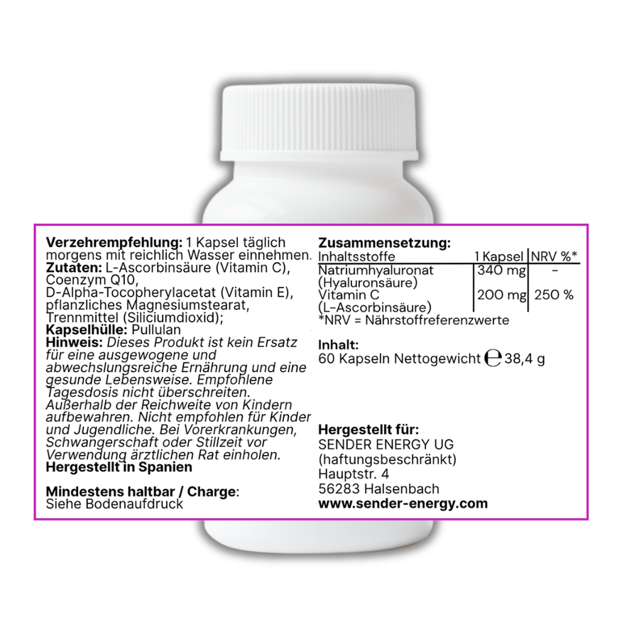 Coenzym Q10 mit Vitamin C - Natürliche Unterstützung für Energie & Gesundheit - SENDER ENERGY